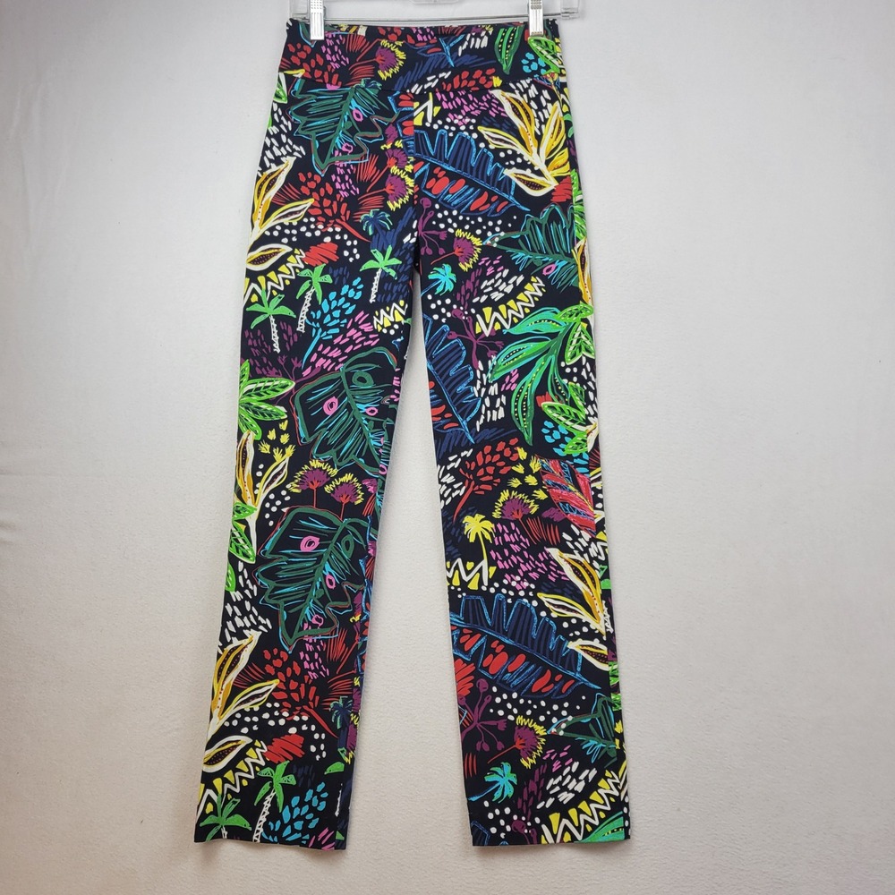 Joseph Ribkoff Tropical Botanical‎ Print Straight Leg Pull On Pants Size 4